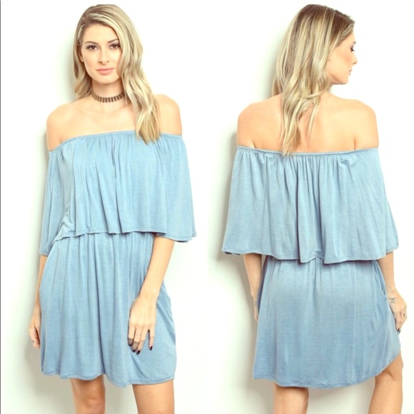 🌹Last 1!🌹Blue Off-Shoulder Small Romper NWT - Picture 4 of 6